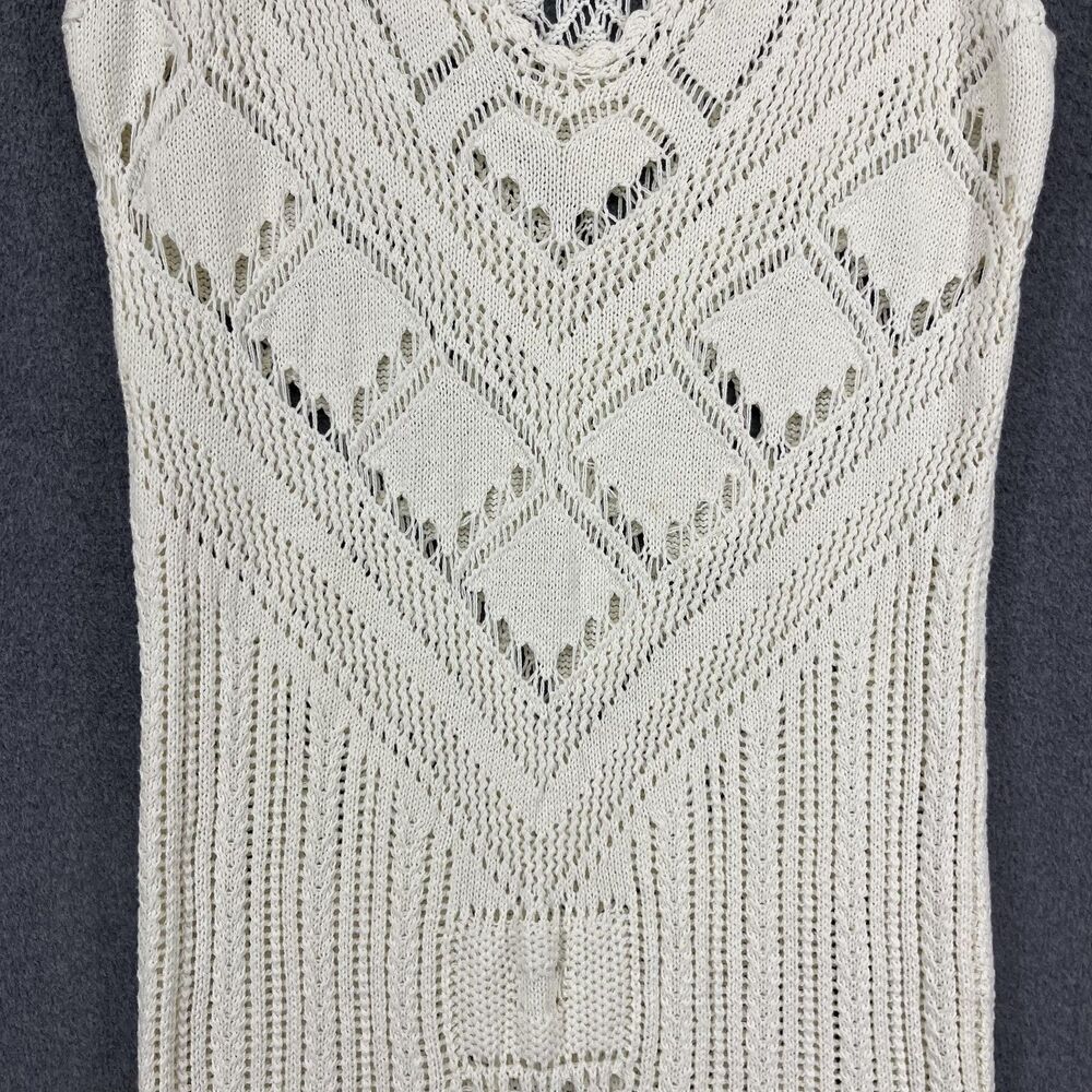 Free People FP Beach Dress Womens Small White Crochet Knit Maxi Boho‎ Sleeveless - Picture 4 of 14